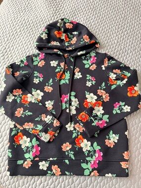 Maje Black Floral Hoodie with Multicolor Blooms